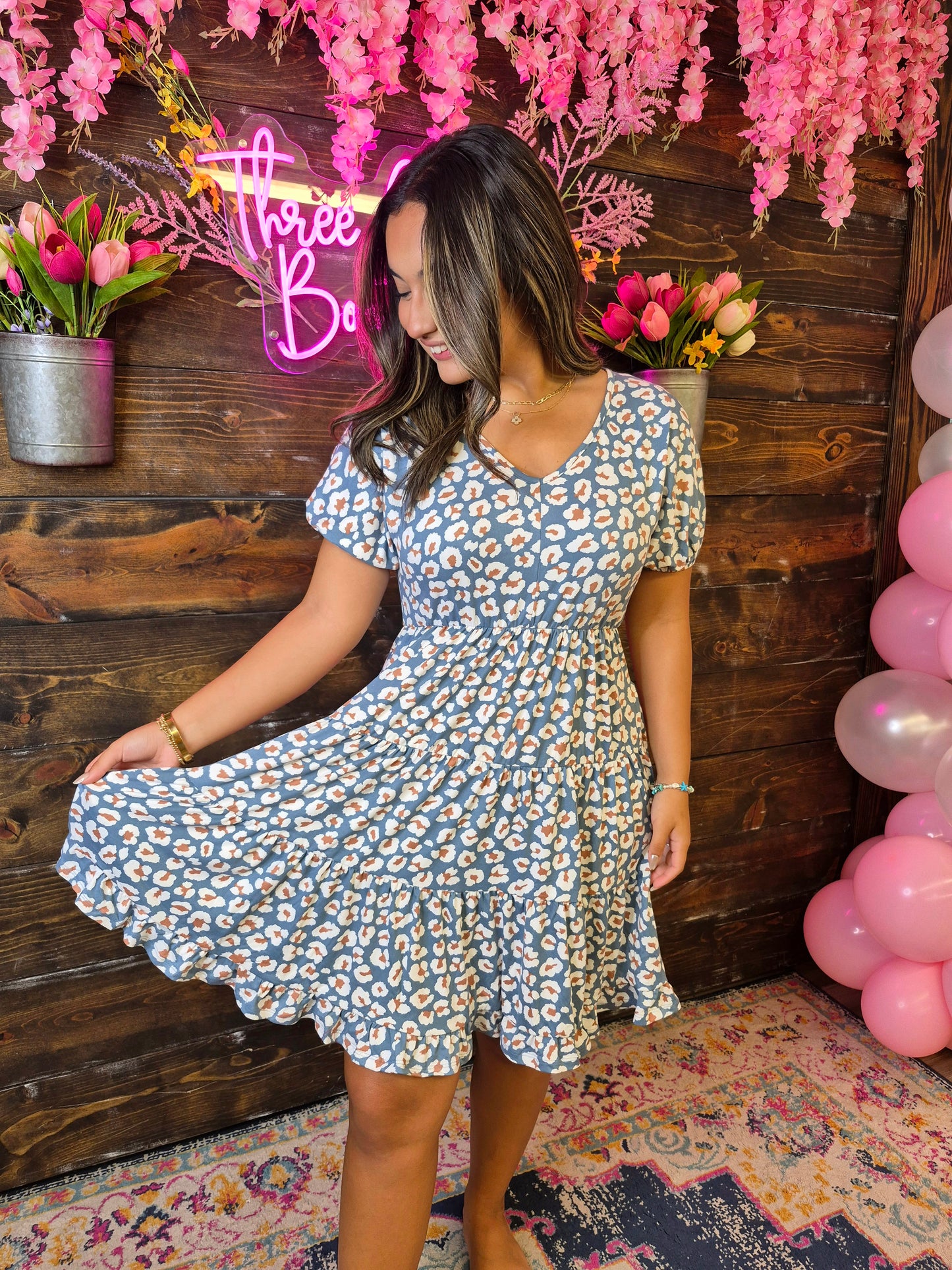 Denim Leopard Mini Dress