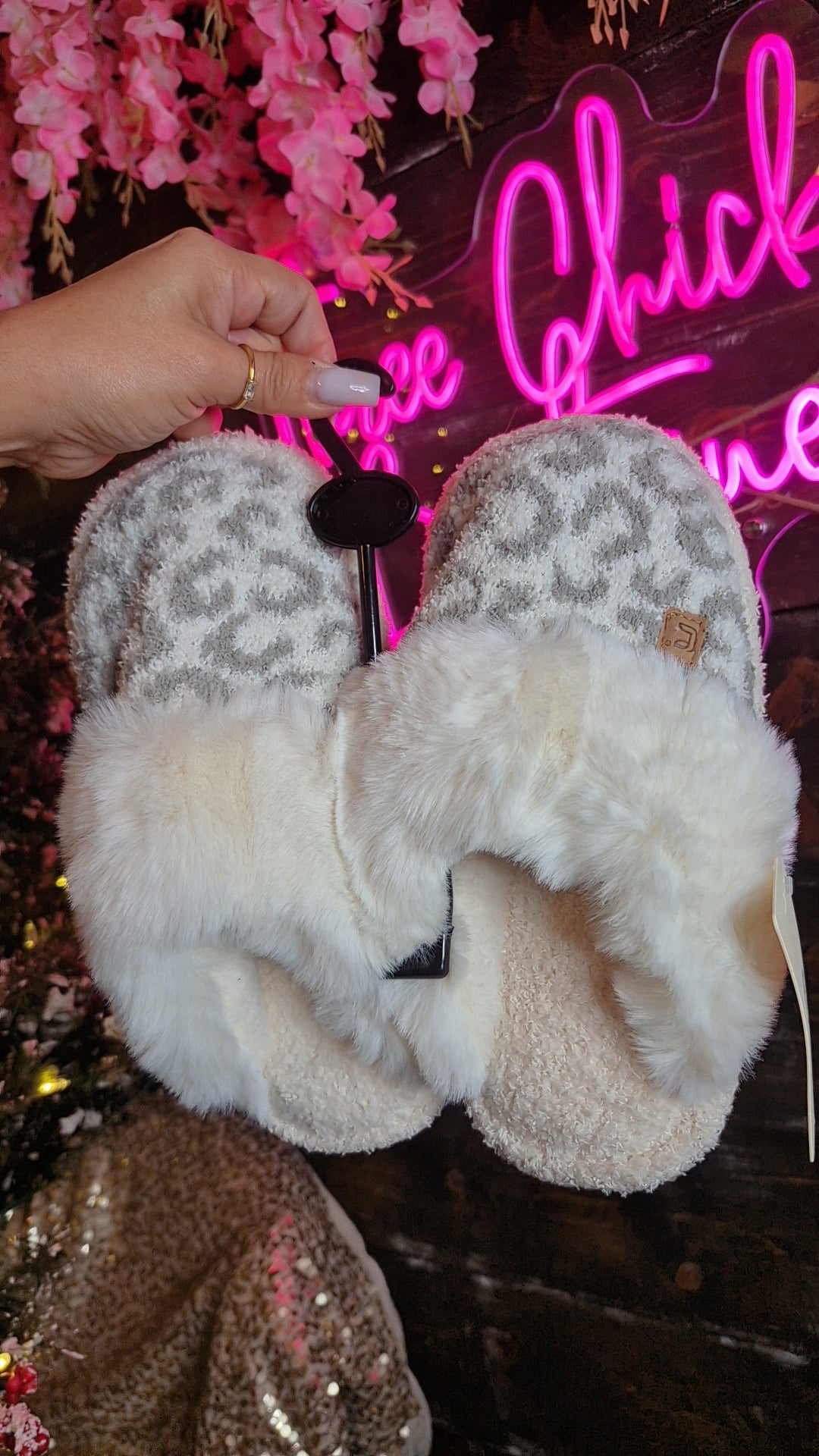 Grey Cheetah Slippers