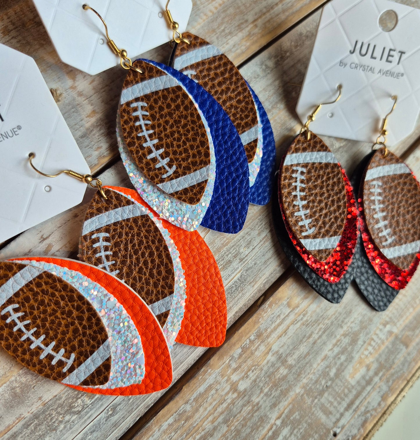 Leather Football Earrings