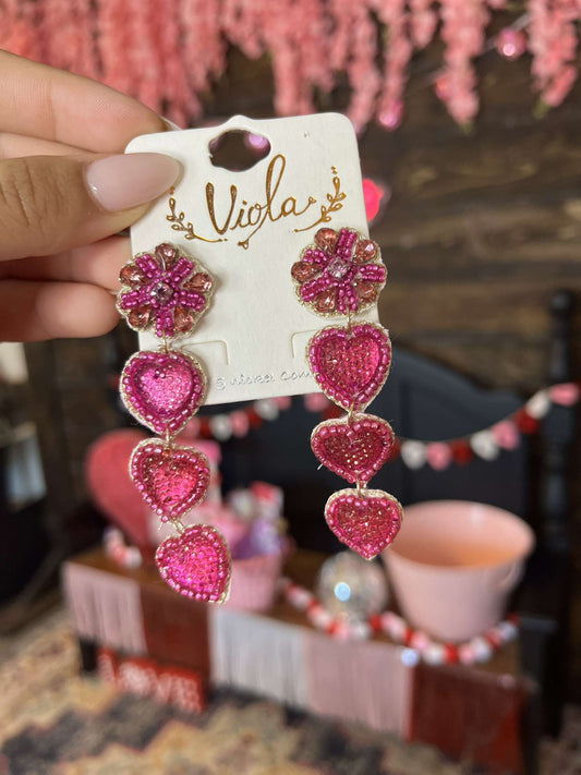 Floral Trio Heart Earrings