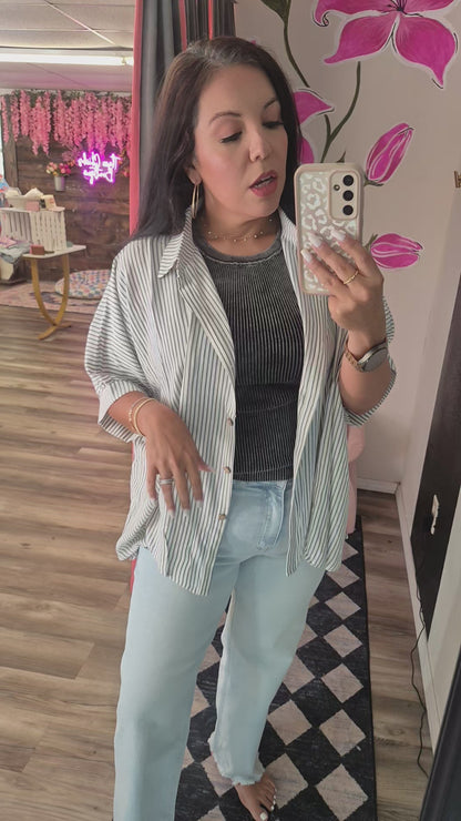 Striped Oversized Button Up