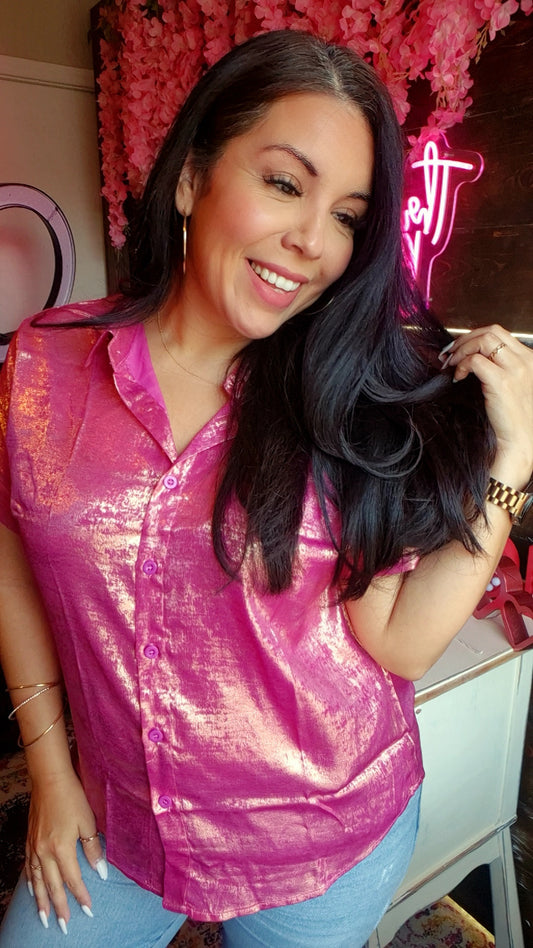 Rose Gold Button Down Top