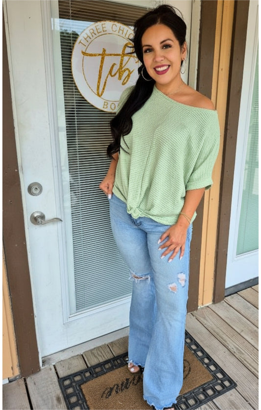 Cold Shoulder Waffle Top