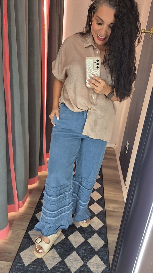 Daisy Ruffled Denim Pant