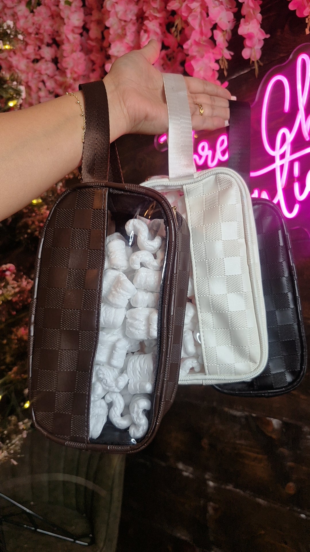 Checkered Cosmetic Bag