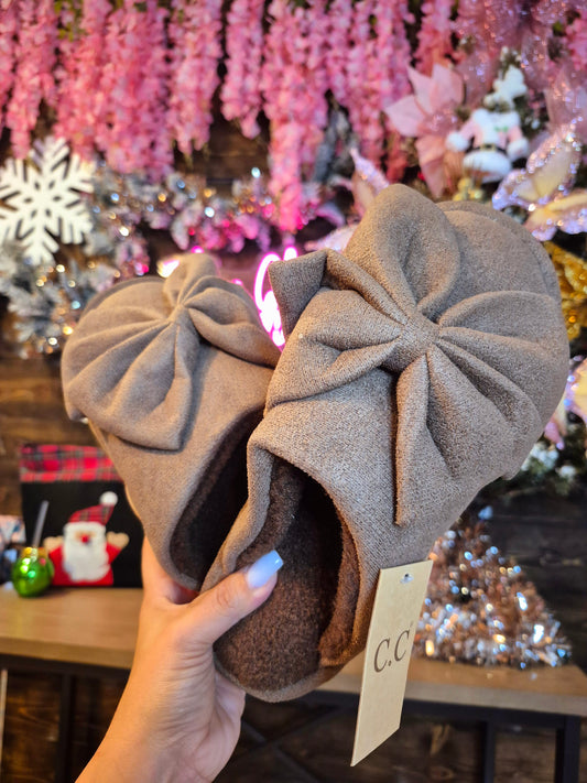 CC Brown Bow Slippers