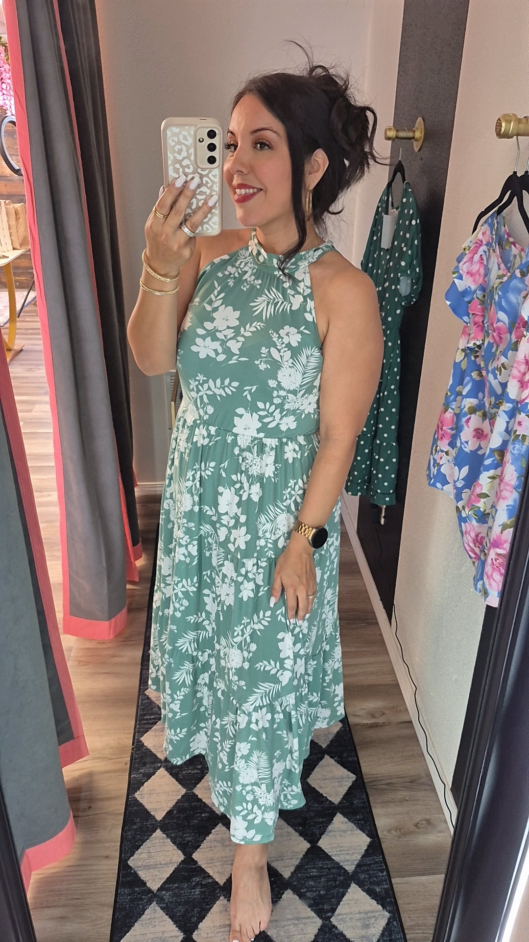 Sage Bright Halter Dress